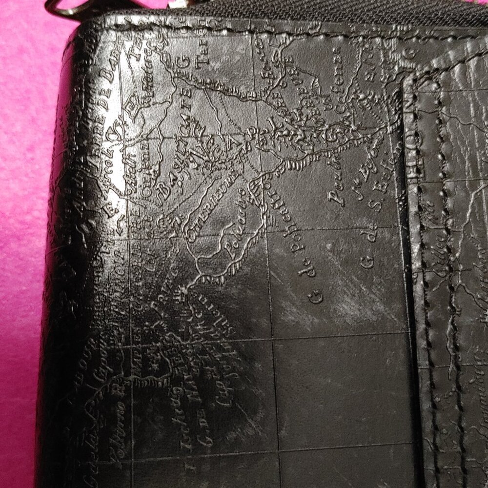 Patricia Nash double zipper wallet in embossed map print - Picture 3 of 10